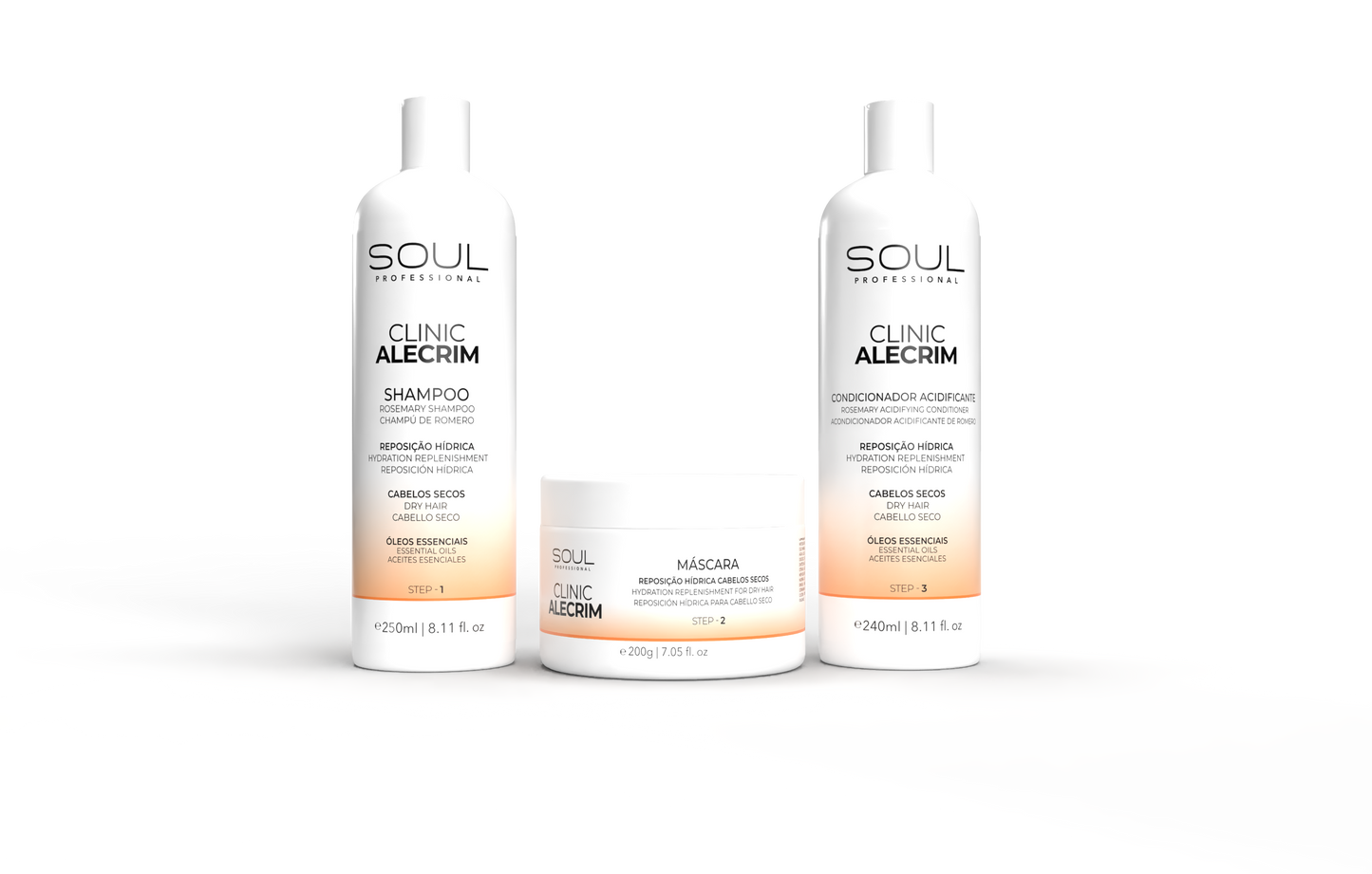 Soul Professional Clinic Alecrim – Rosemary Haircare Trio Step-by-step hydration for dry, tired hair