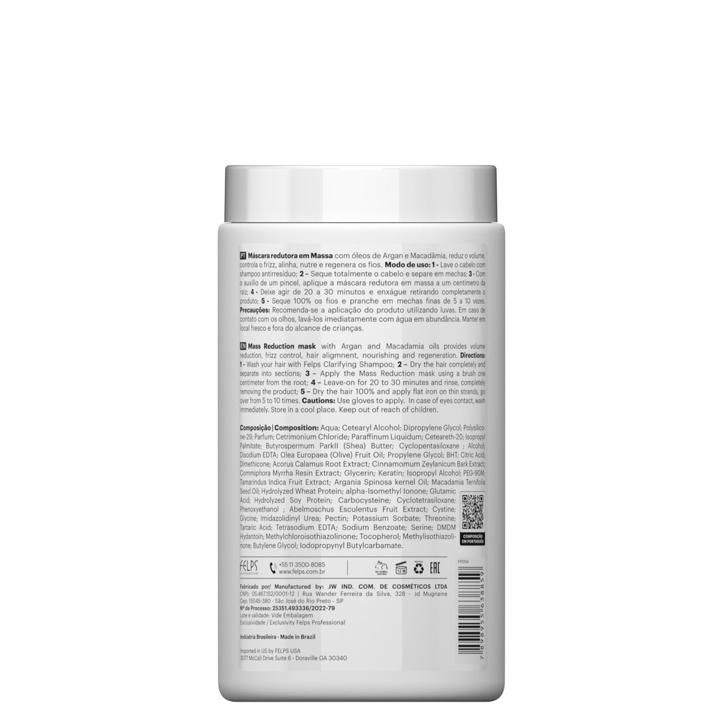 Felps Professional Quiabo XBTX Mass Reduction Mask | Anti-Frizz | Argan & Macadamia Oils