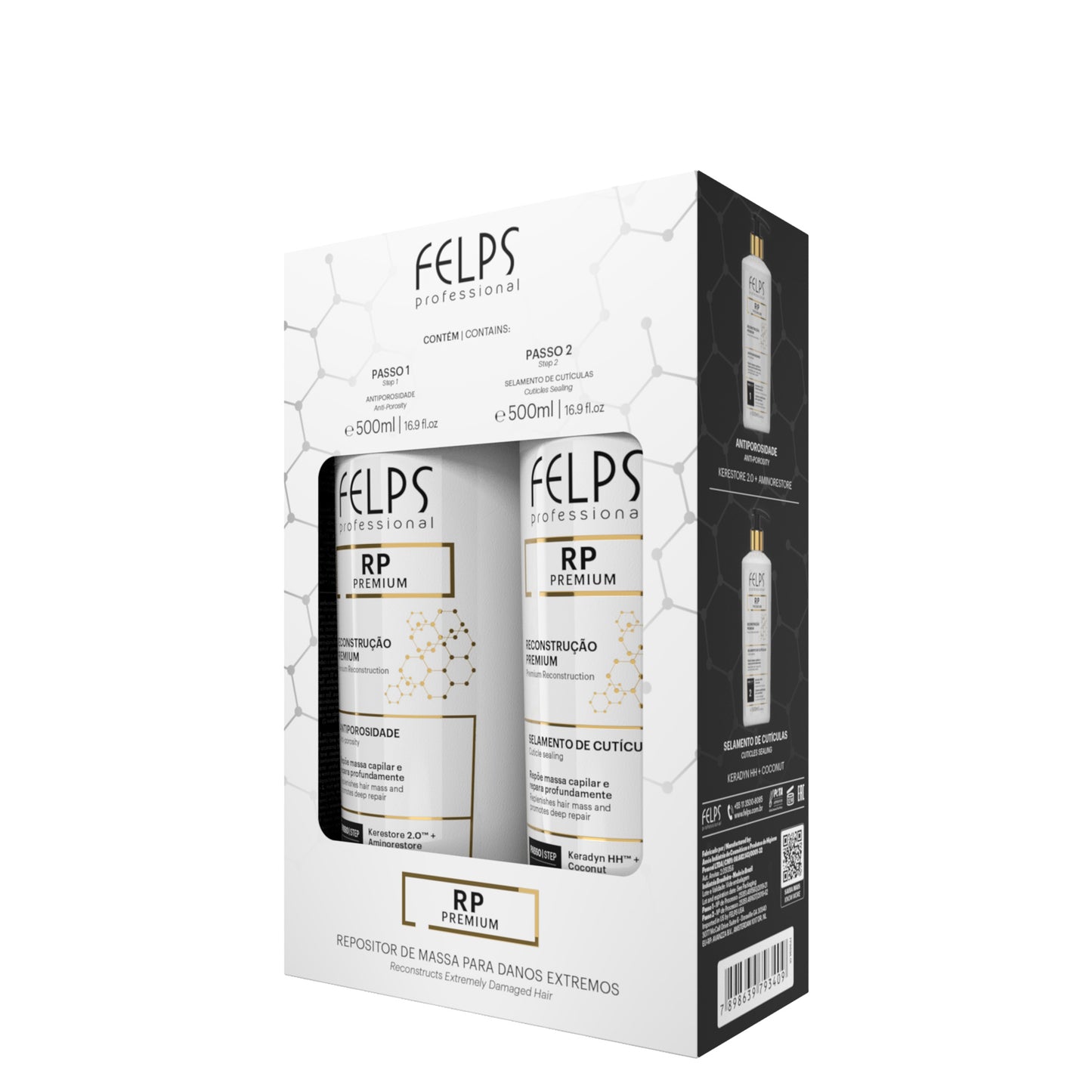 Felps Professional RP Premium Reconstruction Kit | Step 1 & 2 | 2x500ml | Deep Repair for Extremely Damaged Hair