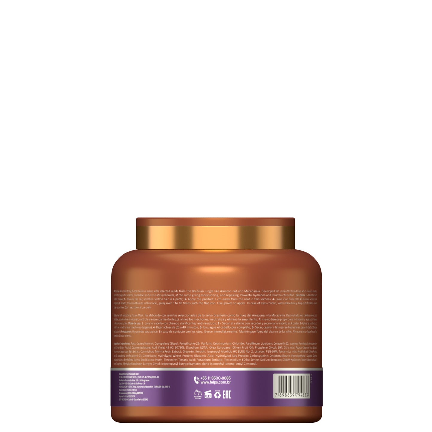 Felps Brazilian Nuts Smoothing Purple Mask | Toning Mask | Neutralises Yellow Tones