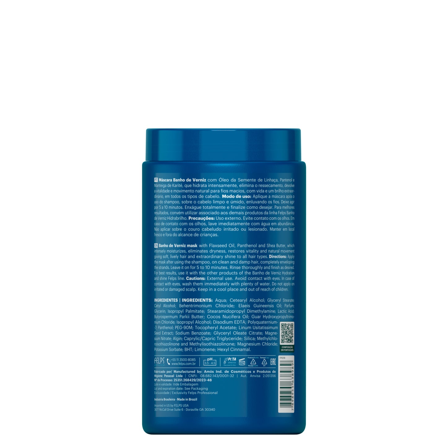 Felps Professional Banho de Verniz Hair Mask 1Kg | Hydration & Shine | Hair Reconstruction