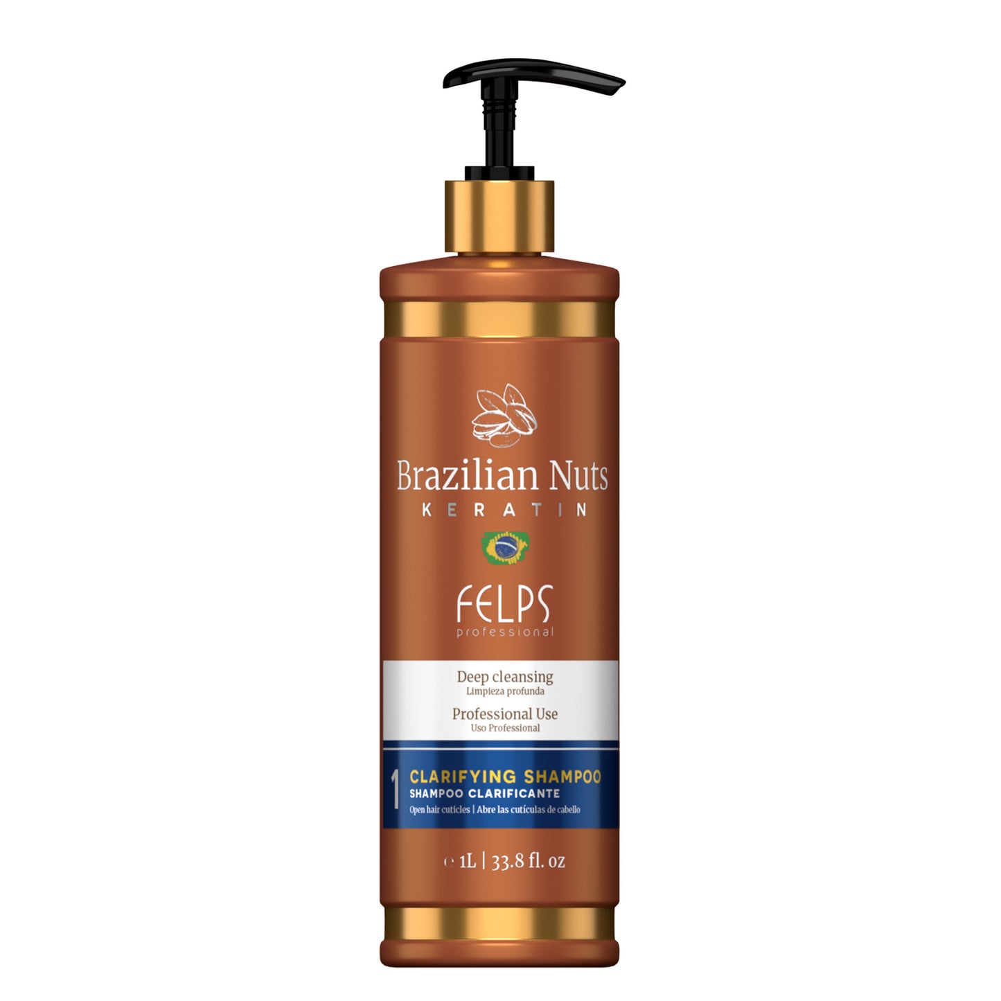 Felps Brazilian Nuts Clarifying Shampoo 1L | Deep Cleansing | Professional Hair Preparation