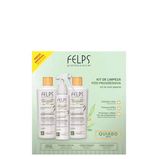 Felps Professional Quiabo XBTX Post Keratin Kit | Frizz Control & Shine | 3-in-1 Set