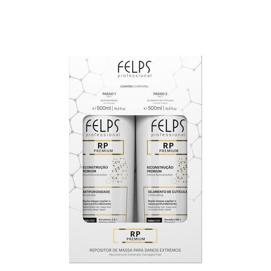 Felps Professional RP Premium Reconstruction Kit | Step 1 & 2 | 2x500ml | Deep Repair for Extremely Damaged Hair